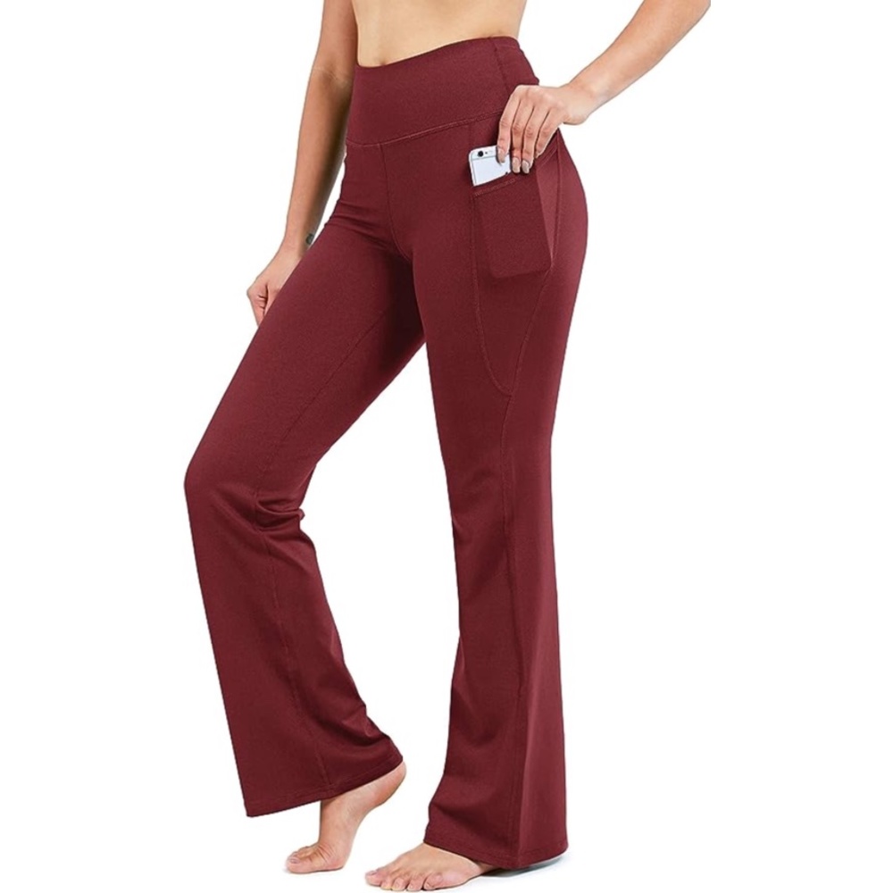 NEW XL G Gradual Women's Bootcut Yoga Pants High Waist Maroon Red